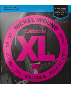 D'Addario EXL170-5 Nickel Plated Regular Light Long Scale 5 Bass Guitar Strings