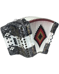 SofiaMari 3-Register 34-Button and 12-Bass Diatonic Accordion with Hard Case and Leather Straps - Gray/White/Gray