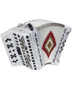 SofiaMari 3-Register 34-Button and 12-Bass Diatonic Accordion with Hard Case and Leather Straps - White