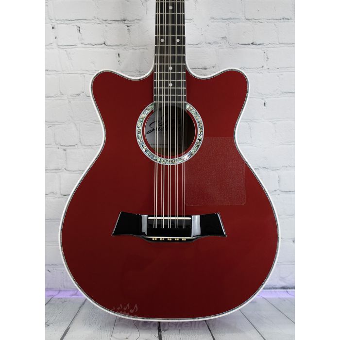 Jesus Sevillano R-2 Bajo Quinto Double Cutaway with EMG Pick-up and SKB Case - Candy Apple Red