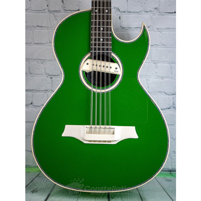Sevillano C-1 Bajo Quinto Single Cutaway with SKB and EMG Pickup - Olive Green