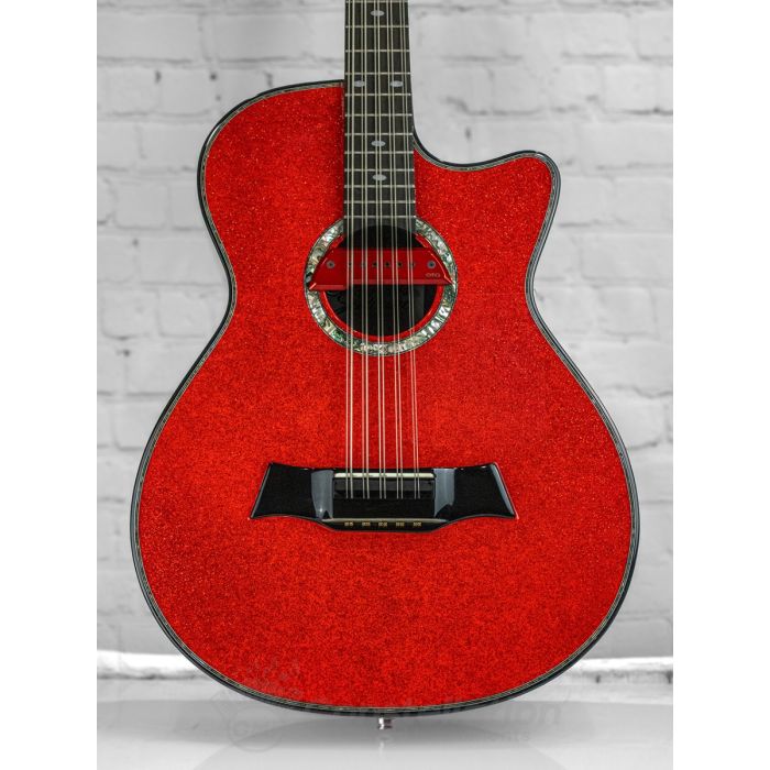 Sevillano R-1 Bajo Quinto Single Cutaway with SKB and EMG Pickup - Red Flake